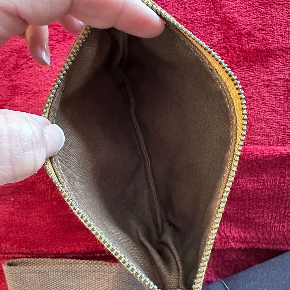 RE Canvas Mountain Print Wristlet Pouch Brown Tan Zippered Clutch Bag - Picture 7 of 7